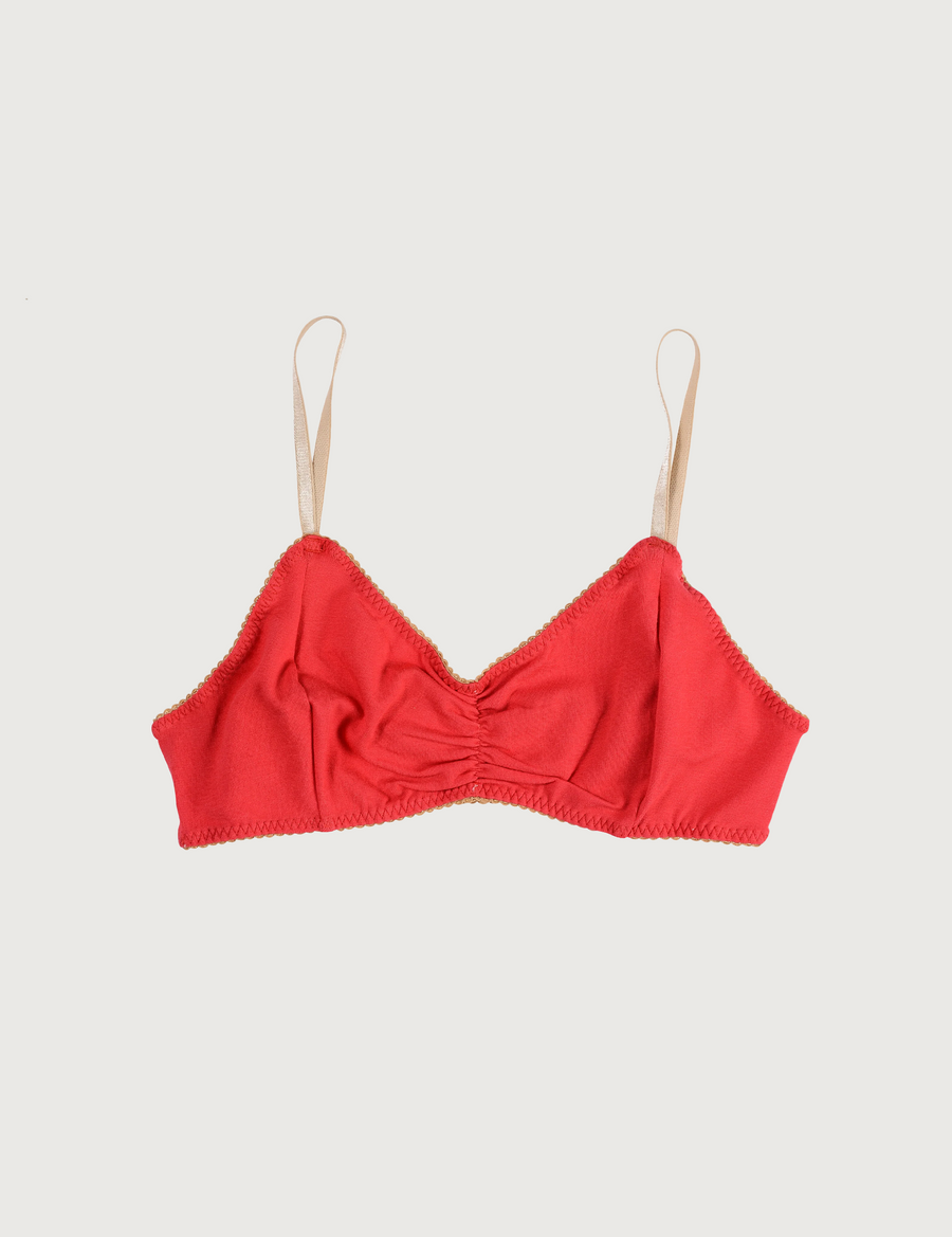 COTTON Cherry Red Bralette
