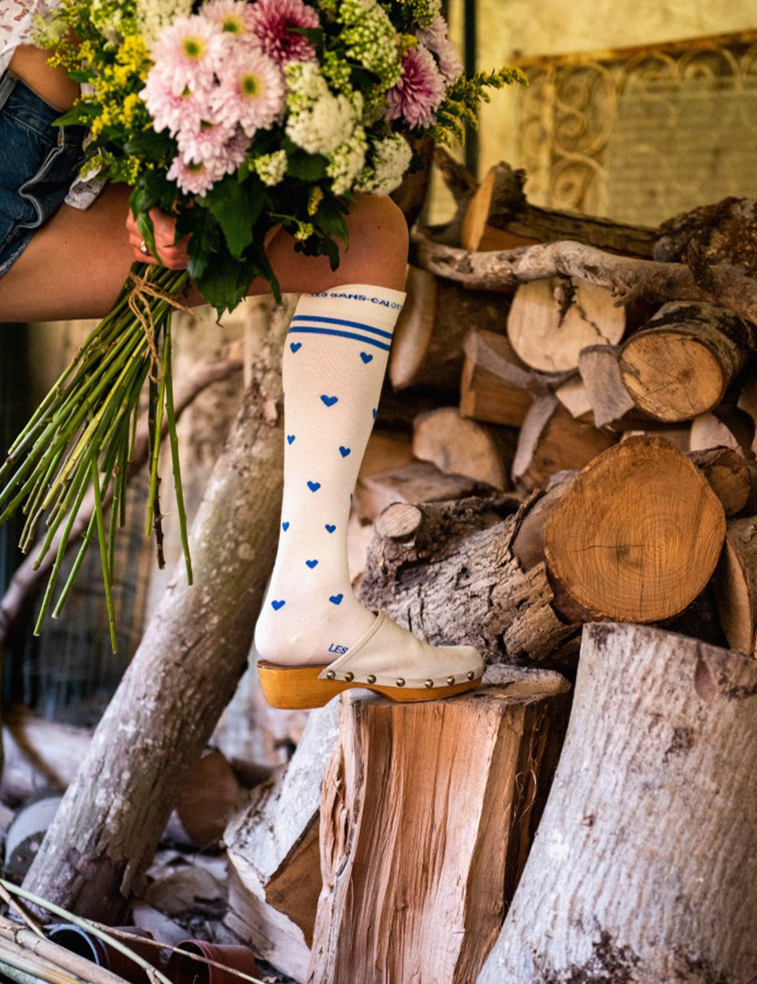 Compression socks · blue hearts