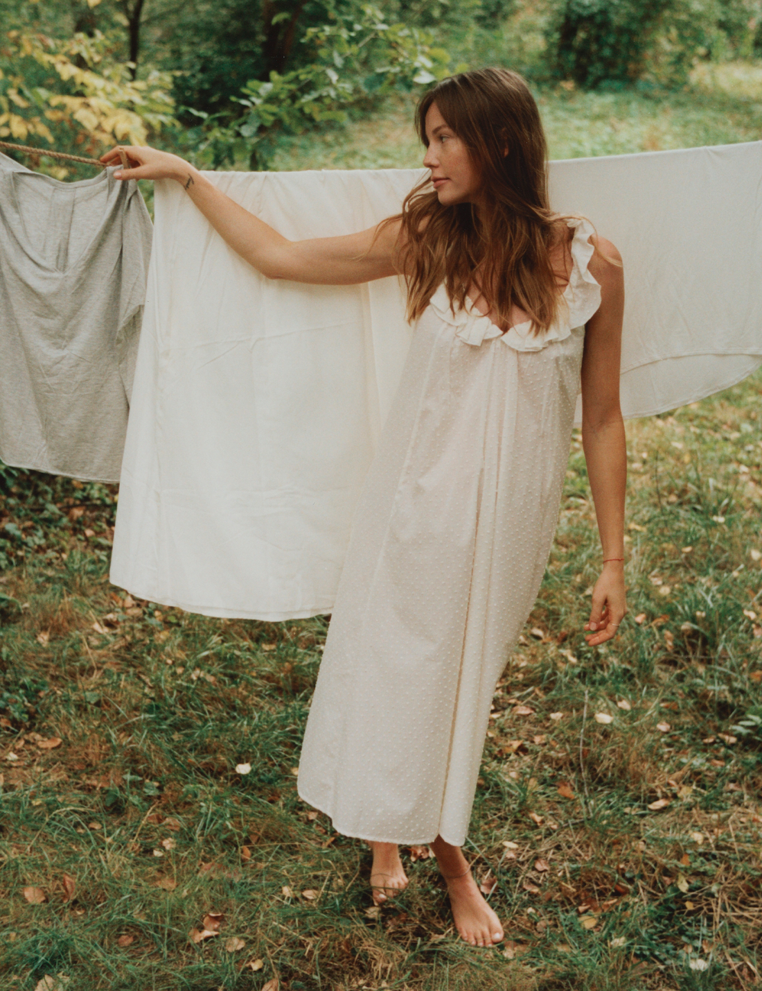 Lusia Midi Dress · cream plumeti dots