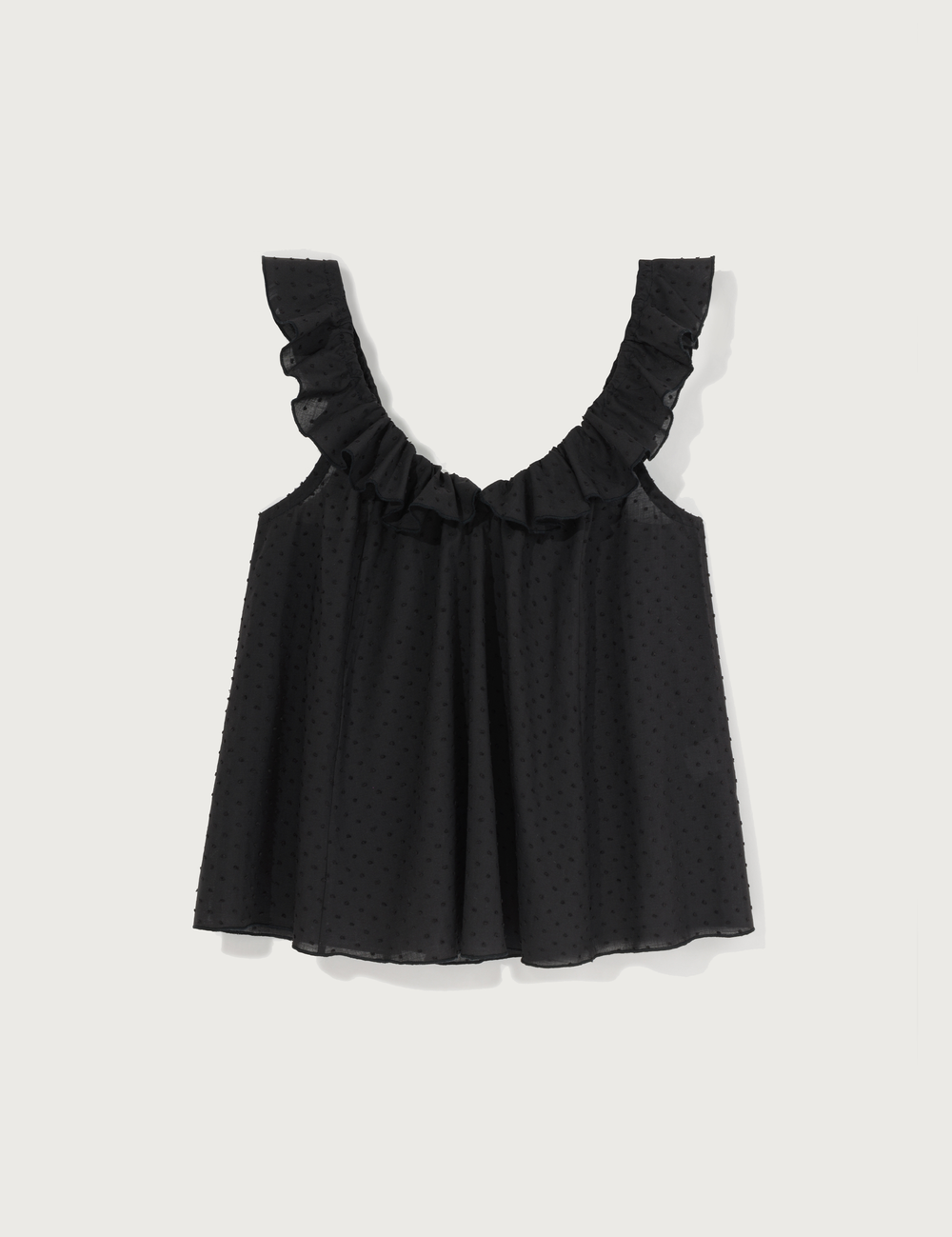 Lusia Top · soft black plumeti dots